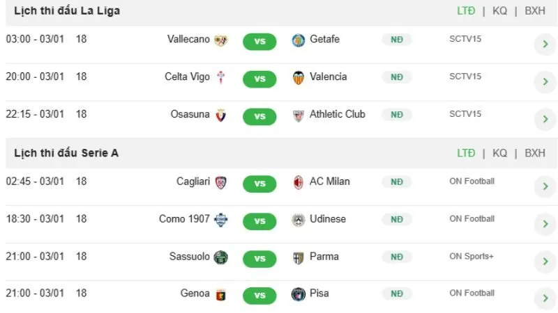 KQBD 24h cung cấp lịch thi đấu bóng đá đầy đủ.